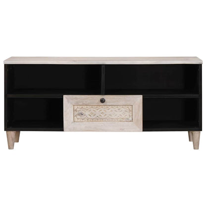 vidaXL TV Cabinet Bleached White 100 x 33 x 46 cm Solid Mango Wood
