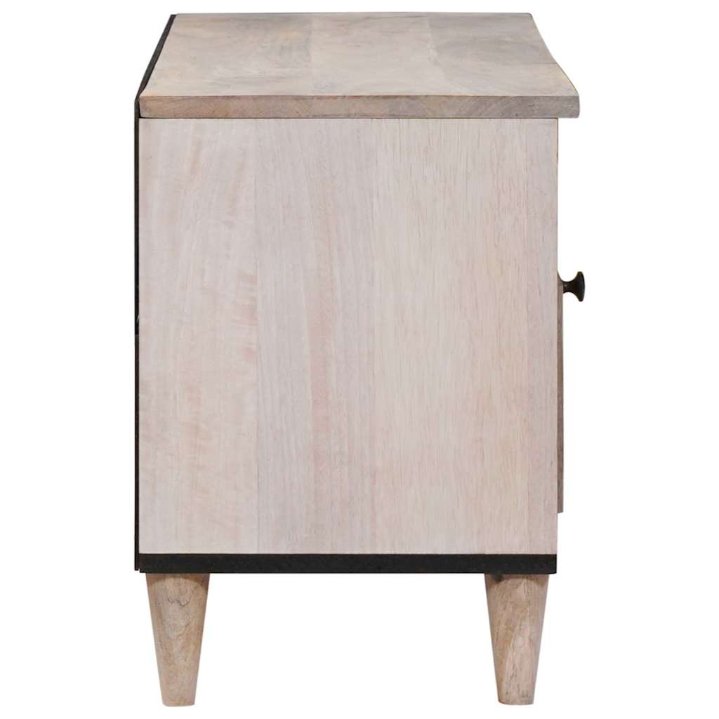 vidaXL TV Cabinet Bleached White 100 x 33 x 46 cm Solid Mango Wood