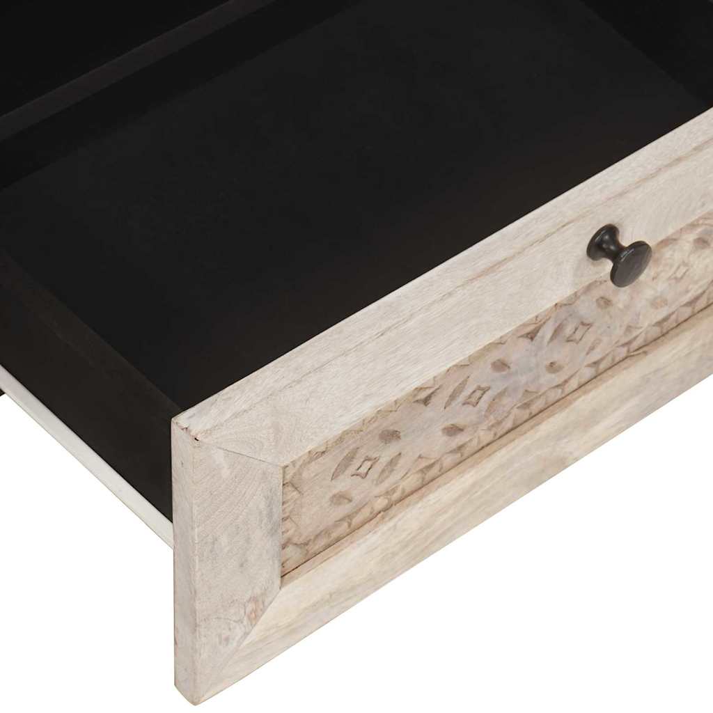 vidaXL TV Cabinet Bleached White 80 x 33 x 46 cm Solid Mango Wood