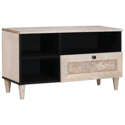 vidaXL TV Cabinet Bleached White 80 x 33 x 46 cm Solid Mango Wood