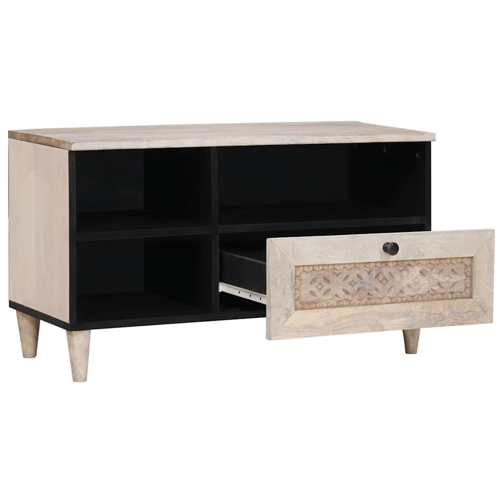 vidaXL TV Cabinet Bleached White 80 x 33 x 46 cm Solid Mango Wood