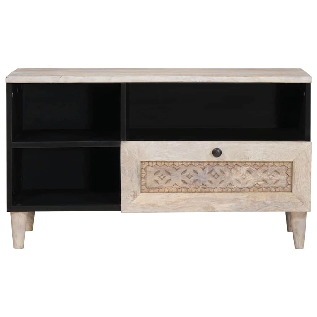vidaXL TV Cabinet Bleached White 80 x 33 x 46 cm Solid Mango Wood