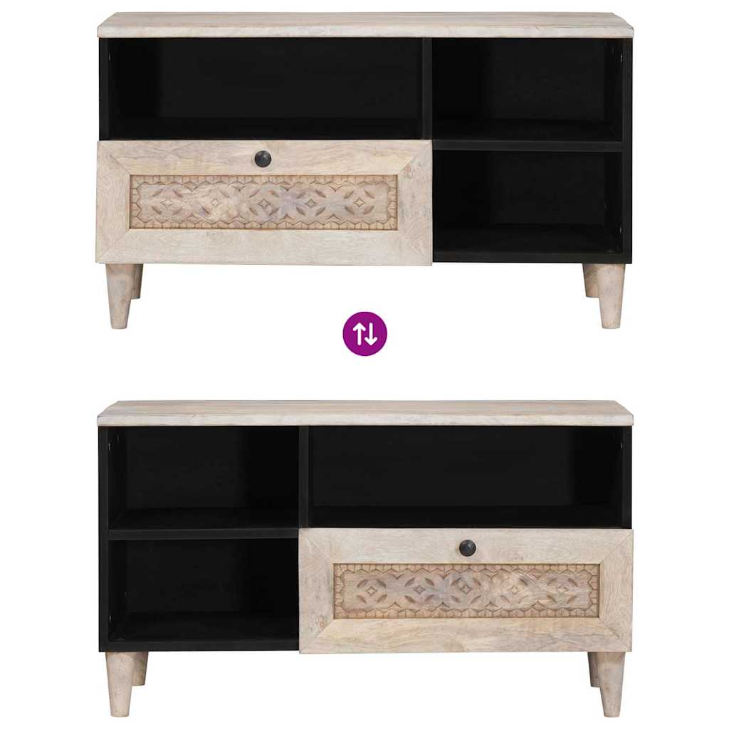 vidaXL TV Cabinet Bleached White 80 x 33 x 46 cm Solid Mango Wood