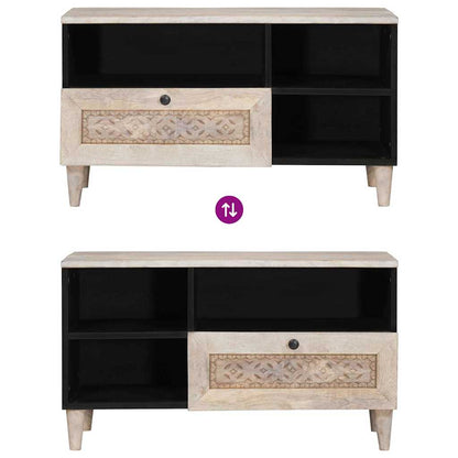 vidaXL TV Cabinet Bleached White 80 x 33 x 46 cm Solid Mango Wood
