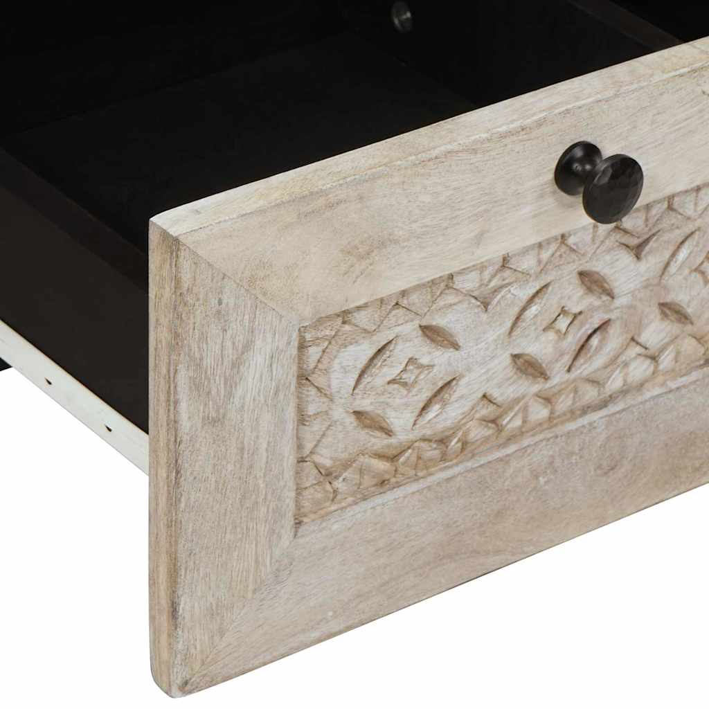 vidaXL TV Cabinet Bleached White 100 x 33 x 46 cm Solid Mango Wood