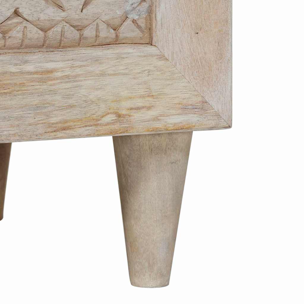 vidaXL TV Cabinet Bleached White 100 x 33 x 46 cm Solid Mango Wood