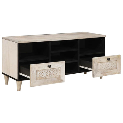 vidaXL TV Cabinet Bleached White 100 x 33 x 46 cm Solid Mango Wood