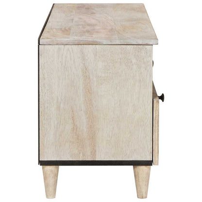 vidaXL TV Cabinet Bleached White 100 x 33 x 46 cm Solid Mango Wood