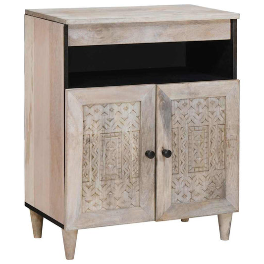 vidaXL Sideboard Bleached White 60 x 33 x 75 cm Solid Mango Wood