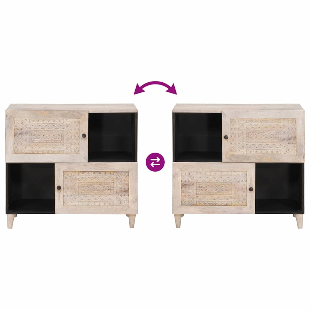 vidaXL Sideboard Bleached White 80 x 33 x 75 cm Solid Mango Wood