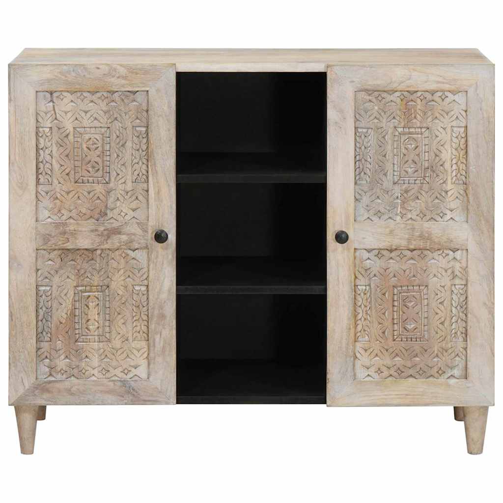 vidaXL Sideboard Bleached White 90 x 33 x 75 cm Solid Mango Wood