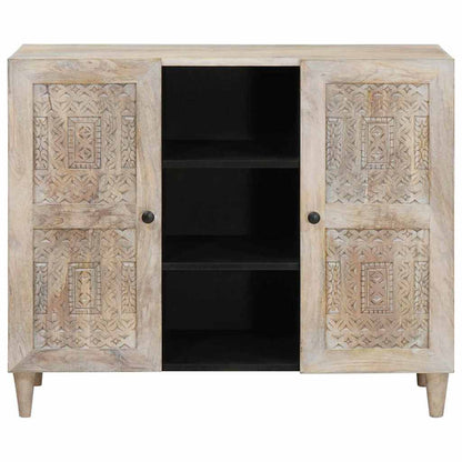 vidaXL Sideboard Bleached White 90 x 33 x 75 cm Solid Mango Wood
