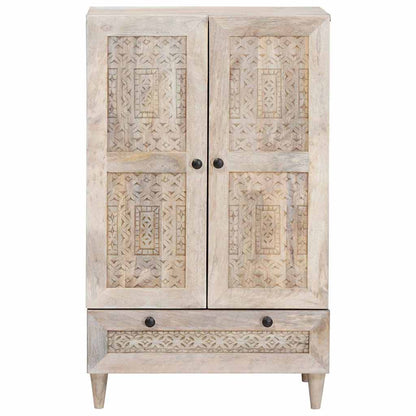 vidaXL Highboard White 60 x 33 x 100 cm Solid mango wood
