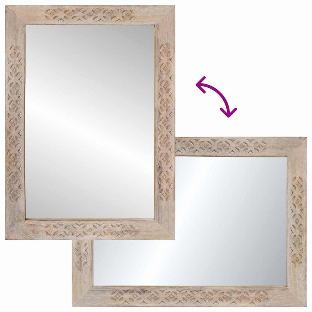 vidaXL Wall Mirror Bleached White 70 x 50 cm Engineered Wood and Glass