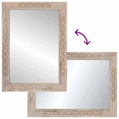 vidaXL Wall Mirror Bleached White 70 x 50 cm Engineered Wood and Glass