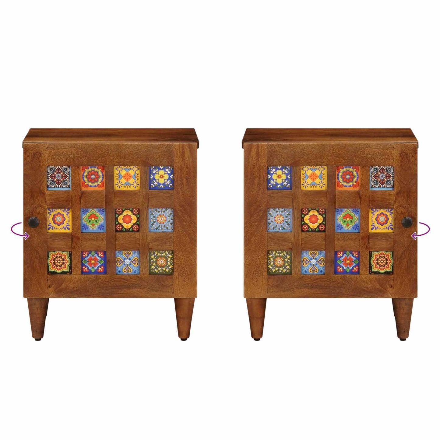 vidaXL Bedside Cabinet 2 pcs Brown 40 x 33 x 46 cm Solid Mango Wood