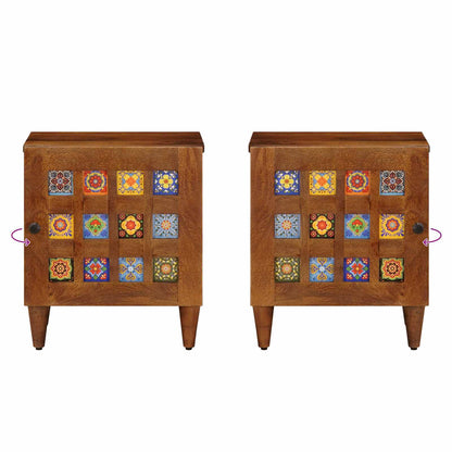 vidaXL Bedside Cabinet 2 pcs Brown 40 x 33 x 46 cm Solid Mango Wood