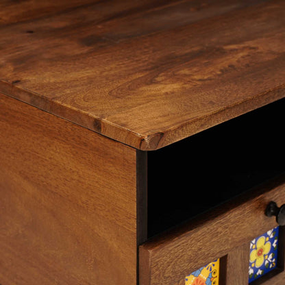 vidaXL TV Cabinet with Drawer Walnut 70 x 33 x 46 cm Solid Mango Wood