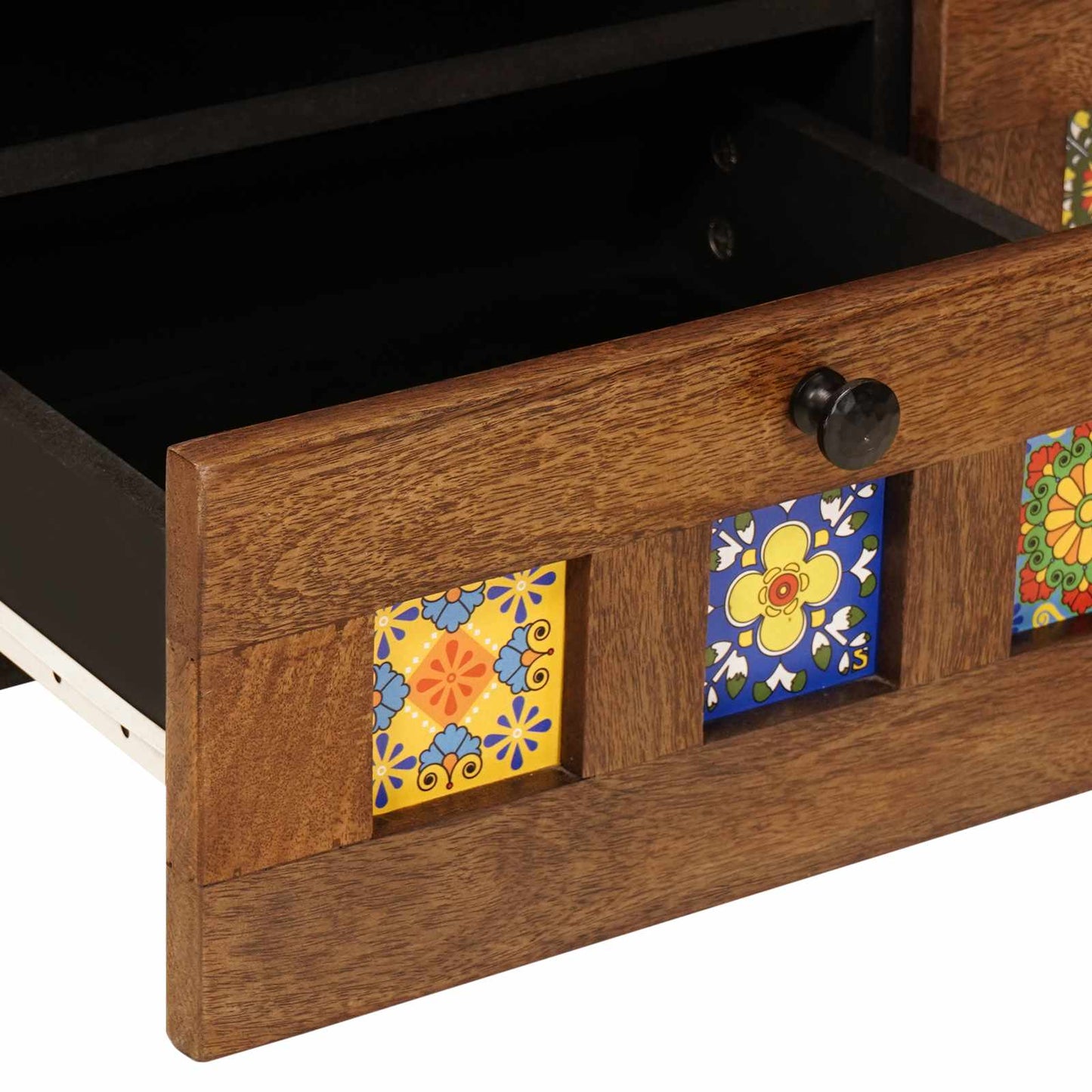 vidaXL TV Cabinet with Drawer Walnut 70 x 33 x 46 cm Solid Mango Wood