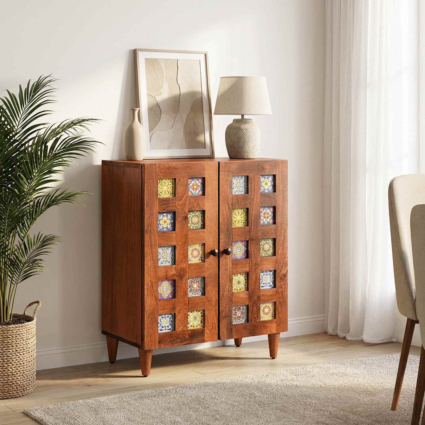 vidaXL Sideboard Walnut 60 x 33 x 75 cm Solid Mango Wood