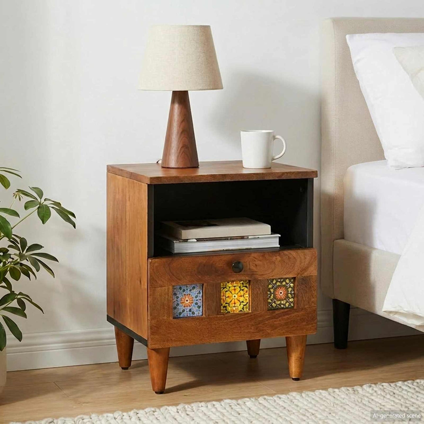 vidaXL Bedside Cabinet Brown 40 x 33 x 46 cm Solid Mango Wood