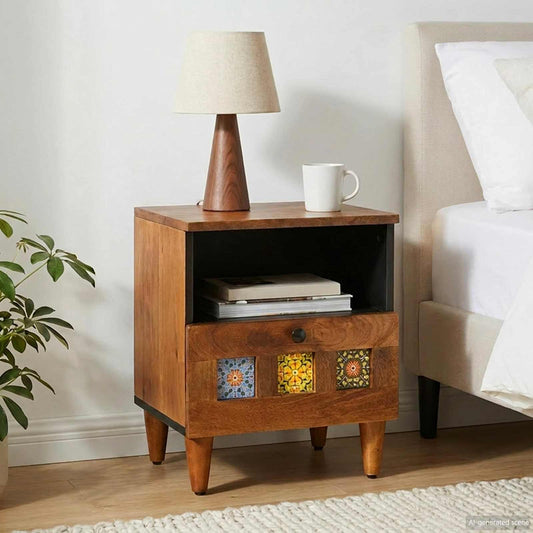 vidaXL Bedside Cabinet Brown 40 x 33 x 46 cm Solid Mango Wood