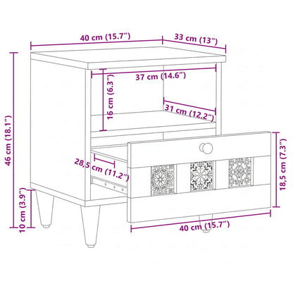 vidaXL Bedside Cabinet 2 pcs Brown 40 x 33 x 46 cm Solid Mango Wood