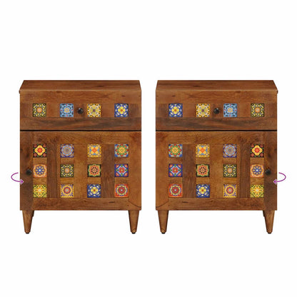 vidaXL Bedside Cabinet Brown 50 x 33 x 60 cm Solid Mango Wood
