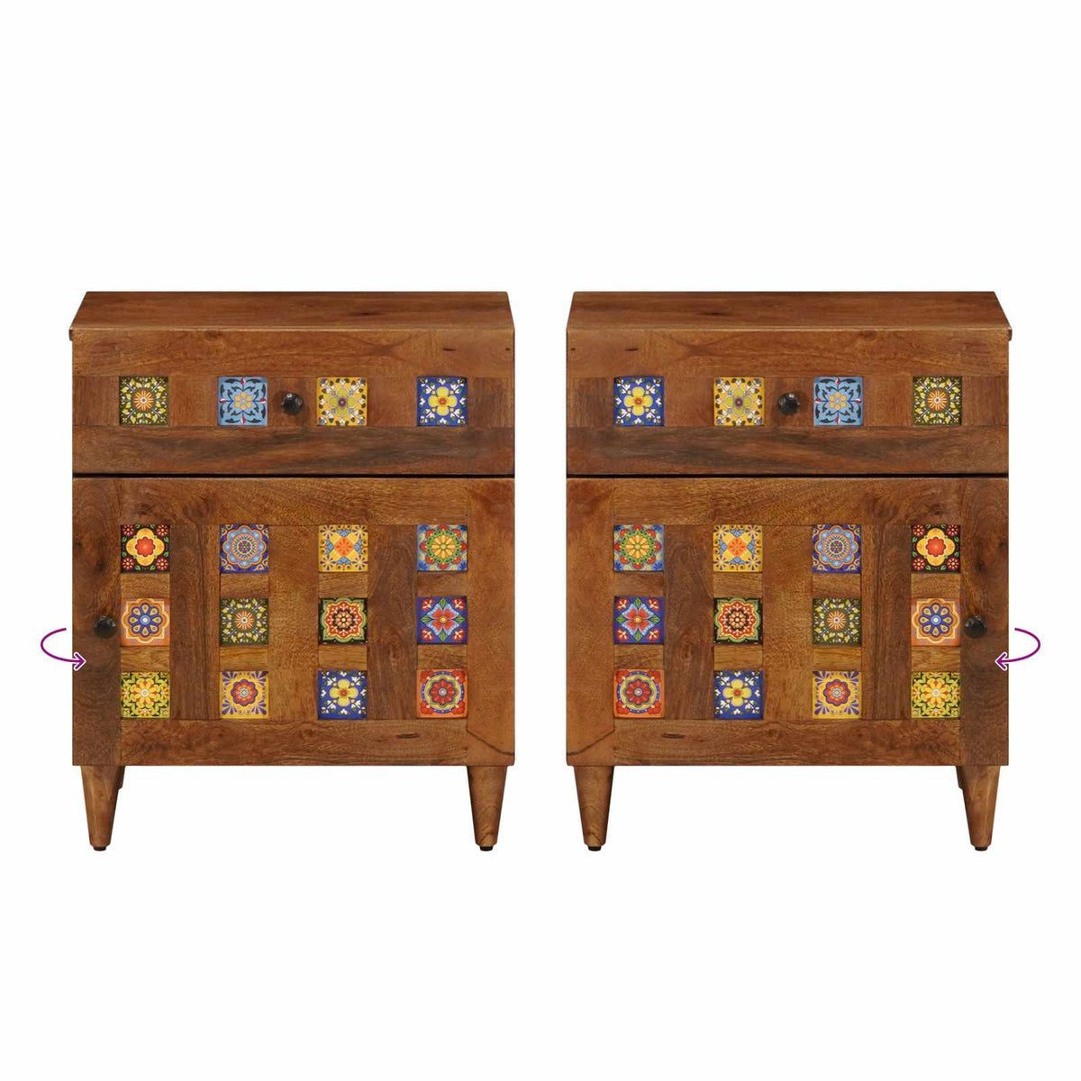 vidaXL Bedside Cabinet Brown 50 x 33 x 60 cm Solid Mango Wood
