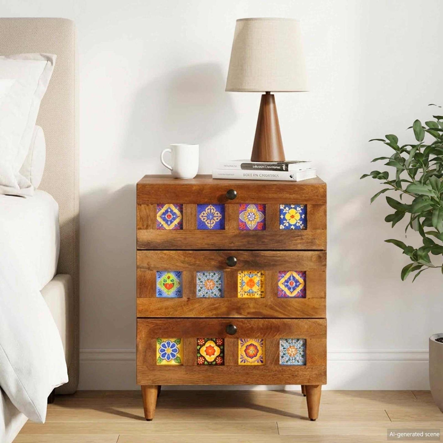 vidaXL Bedside Cabinet Brown 50 x 33 x 62 cm Solid Mango Wood