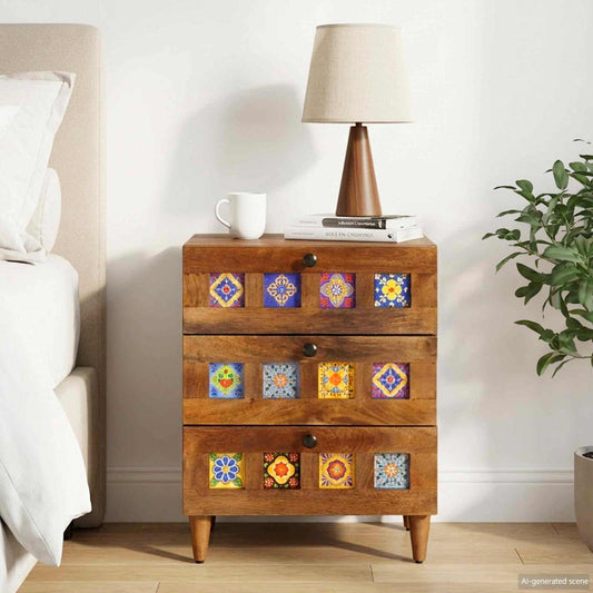 vidaXL Bedside Cabinet Brown 50 x 33 x 62 cm Solid Mango Wood