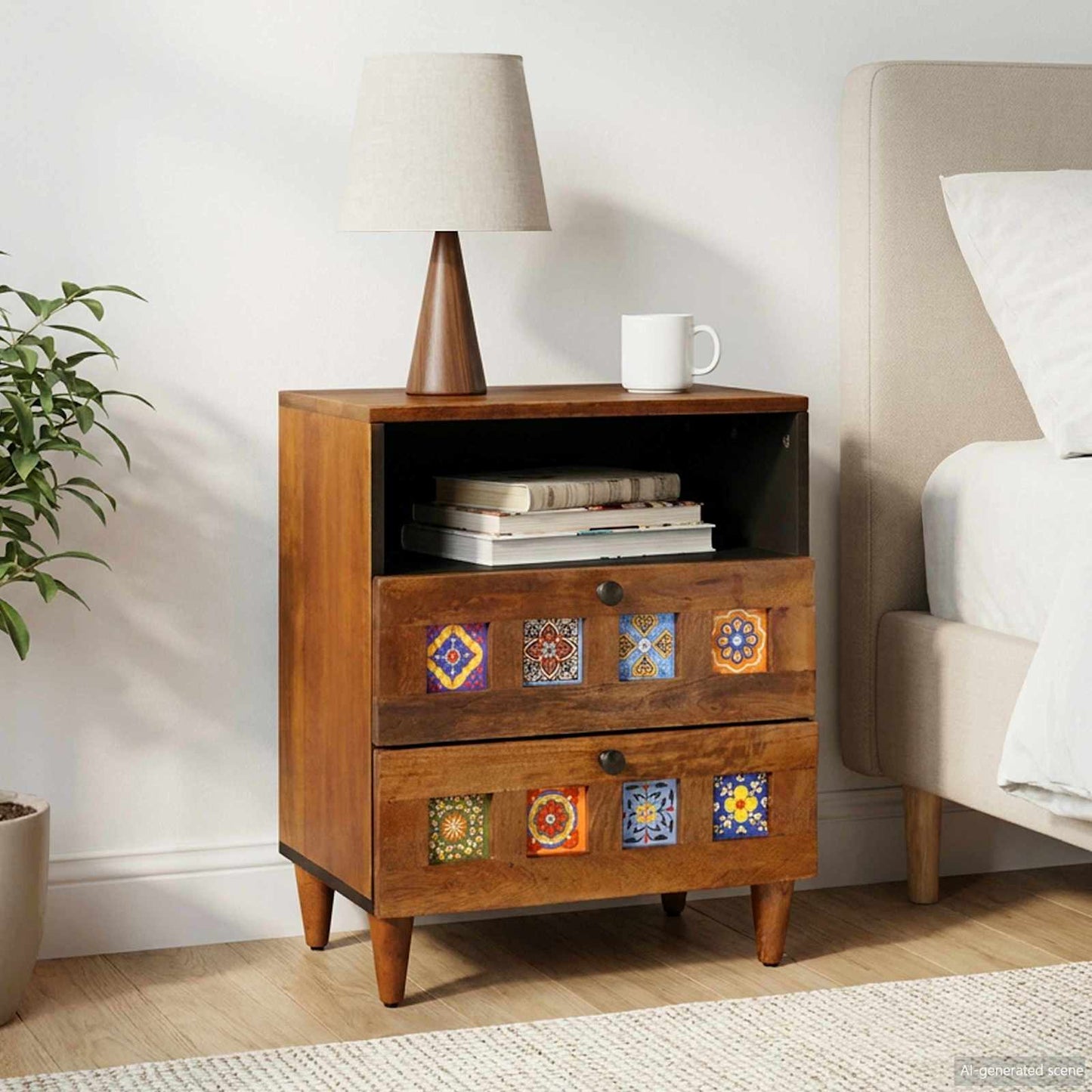 vidaXL Bedside Cabinet Brown 50 x 33 x 62 cm Solid Mango Wood