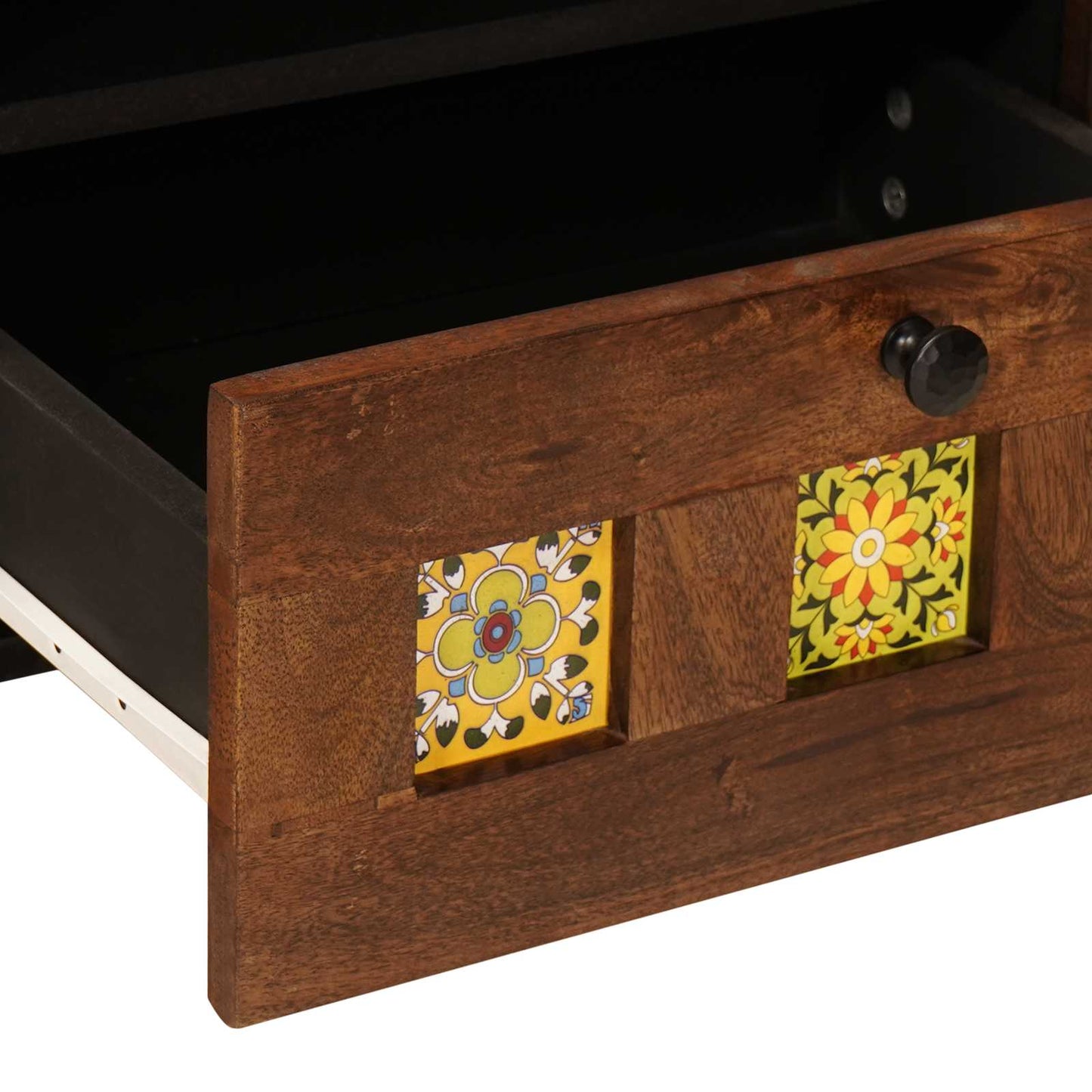 vidaXL TV Cabinet with Drawer Walnut 105 x 33 x 46 cm Solid Mango Wood