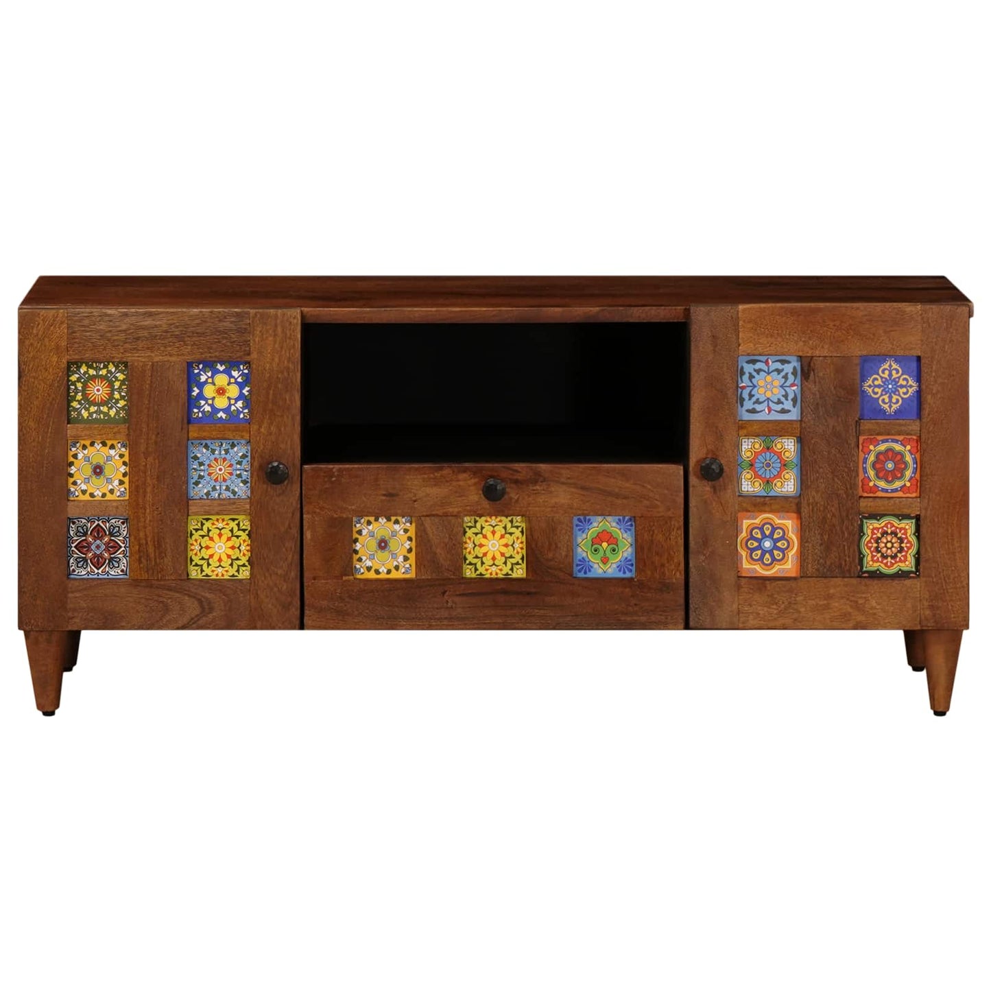vidaXL TV Cabinet with Drawer Walnut 105 x 33 x 46 cm Solid Mango Wood