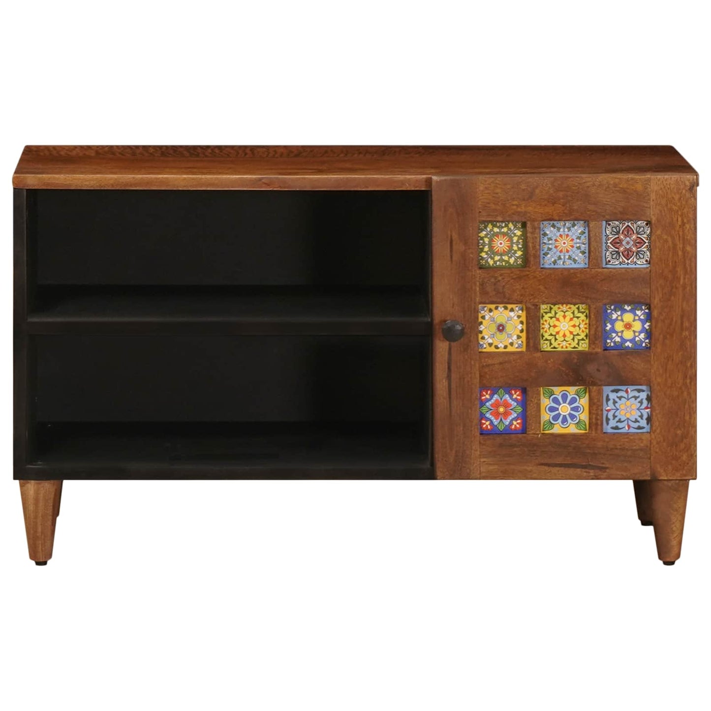 vidaXL TV Cabinet with Storage Walnut 80 x 33 x 46 cm Solid Mango Wood
