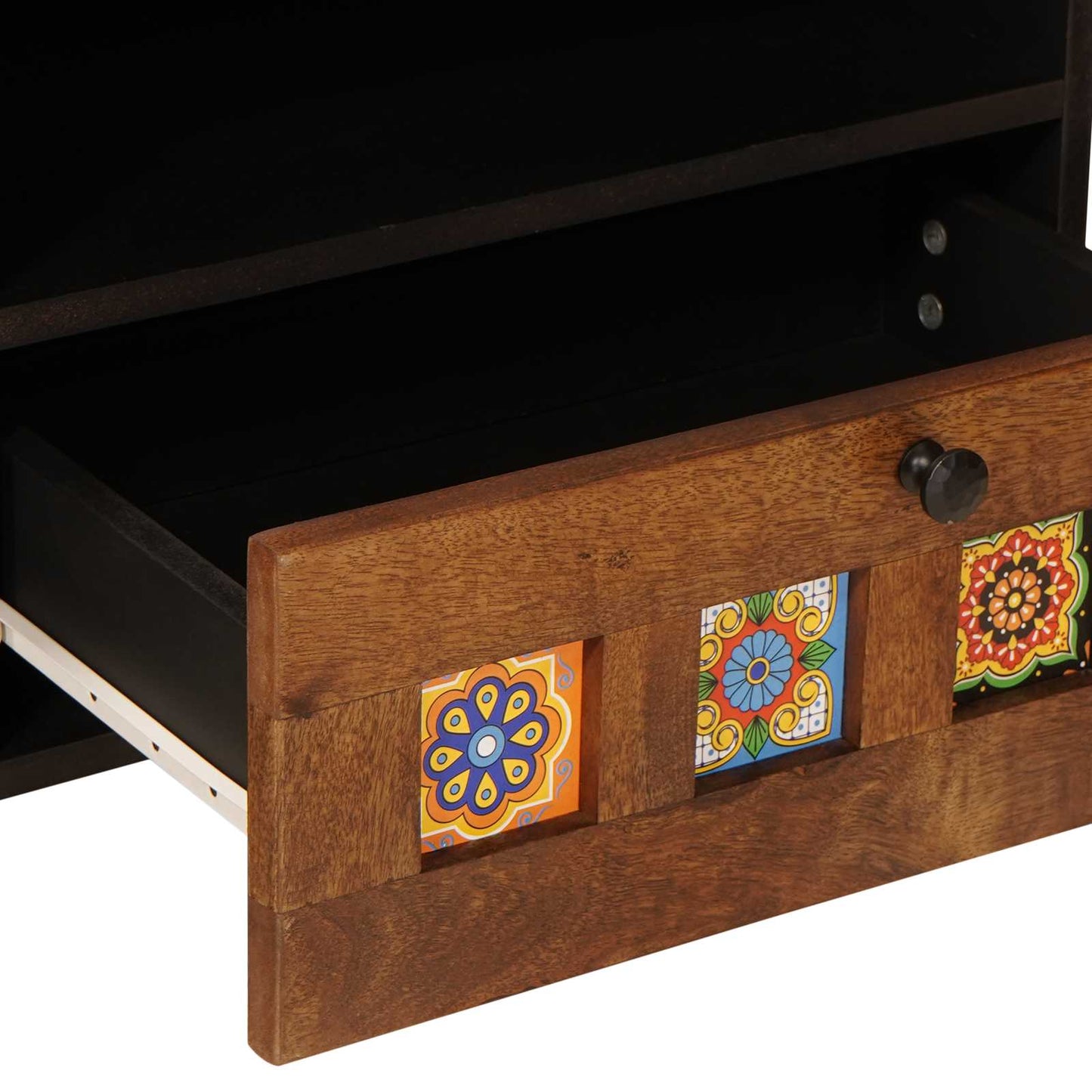 vidaXL TV Cabinet with Drawer Walnut 80 x 33 x 46 cm Solid Mango Wood