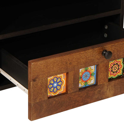 vidaXL TV Cabinet with Drawer Walnut 80 x 33 x 46 cm Solid Mango Wood