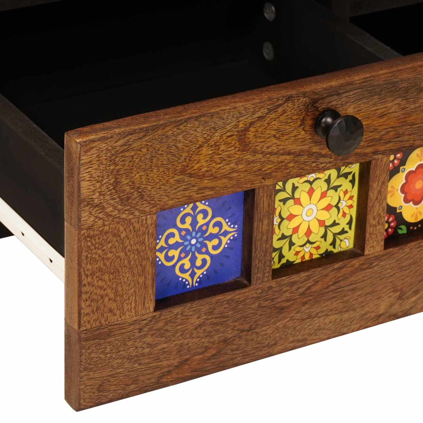 vidaXL TV Cabinet with Drawer Walnut 100 x 33 x 46 cm Solid Mango Wood
