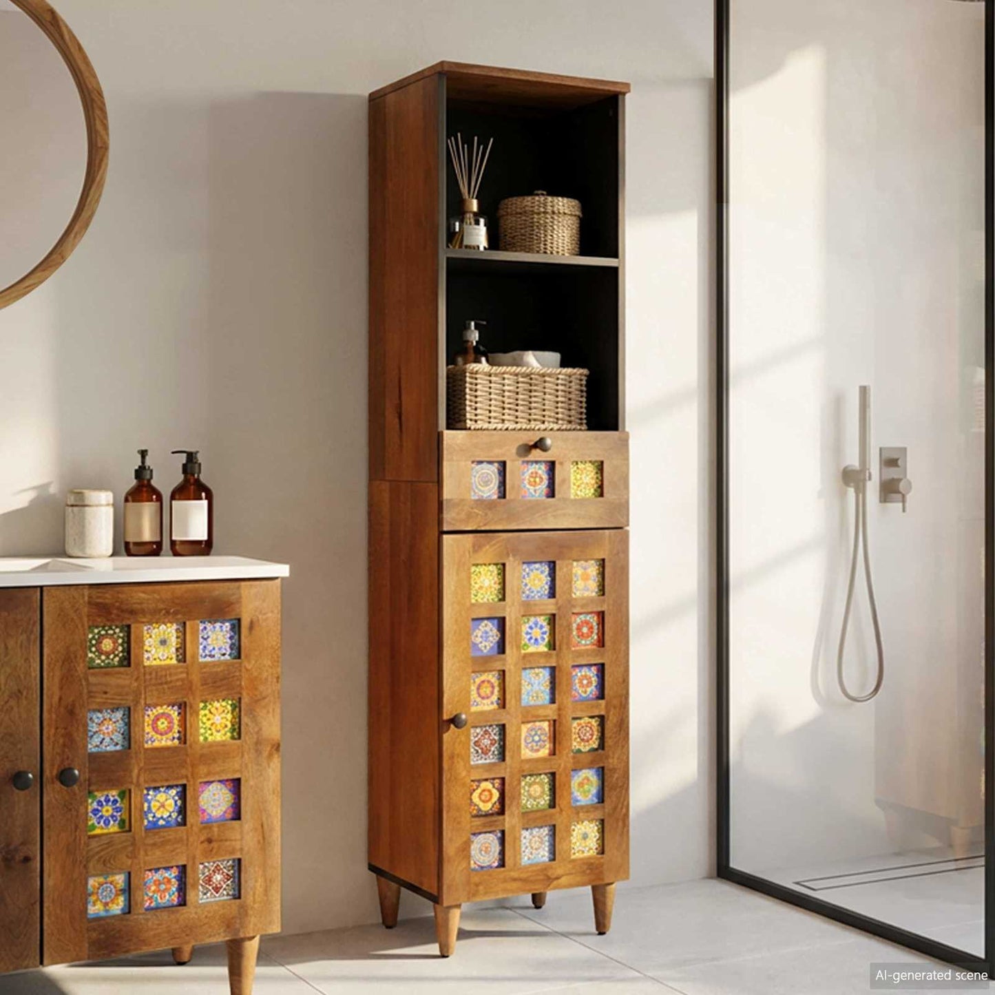 vidaXL Bathroom Cabinet with Drawer with Shelf Walnut 38 x 33 x 160 cm