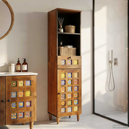vidaXL Bathroom Cabinet with Drawer with Shelf Walnut 38 x 33 x 160 cm