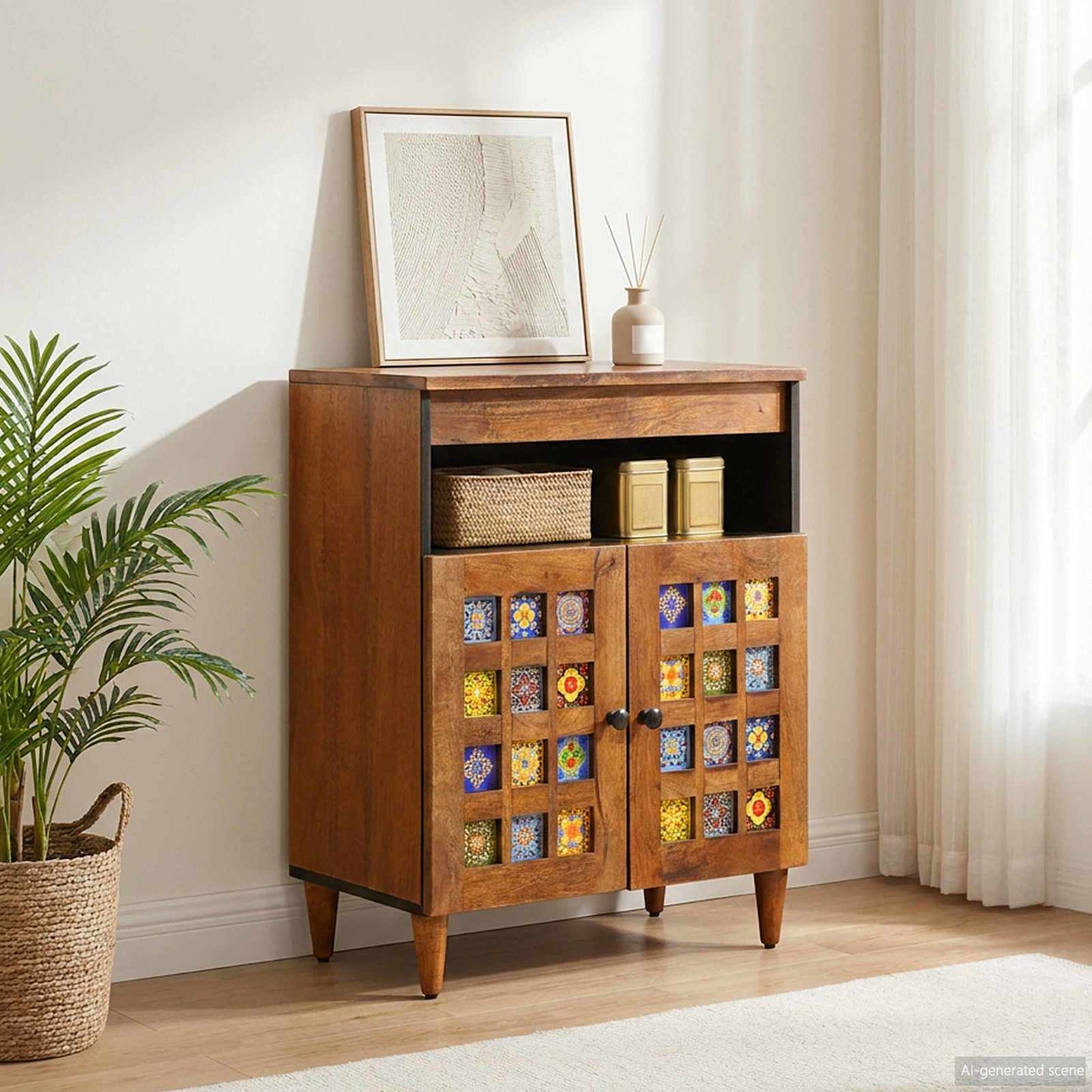 vidaXL Sideboard with Storage Walnut 60 x 33 x 75 cm Solid Mango Wood