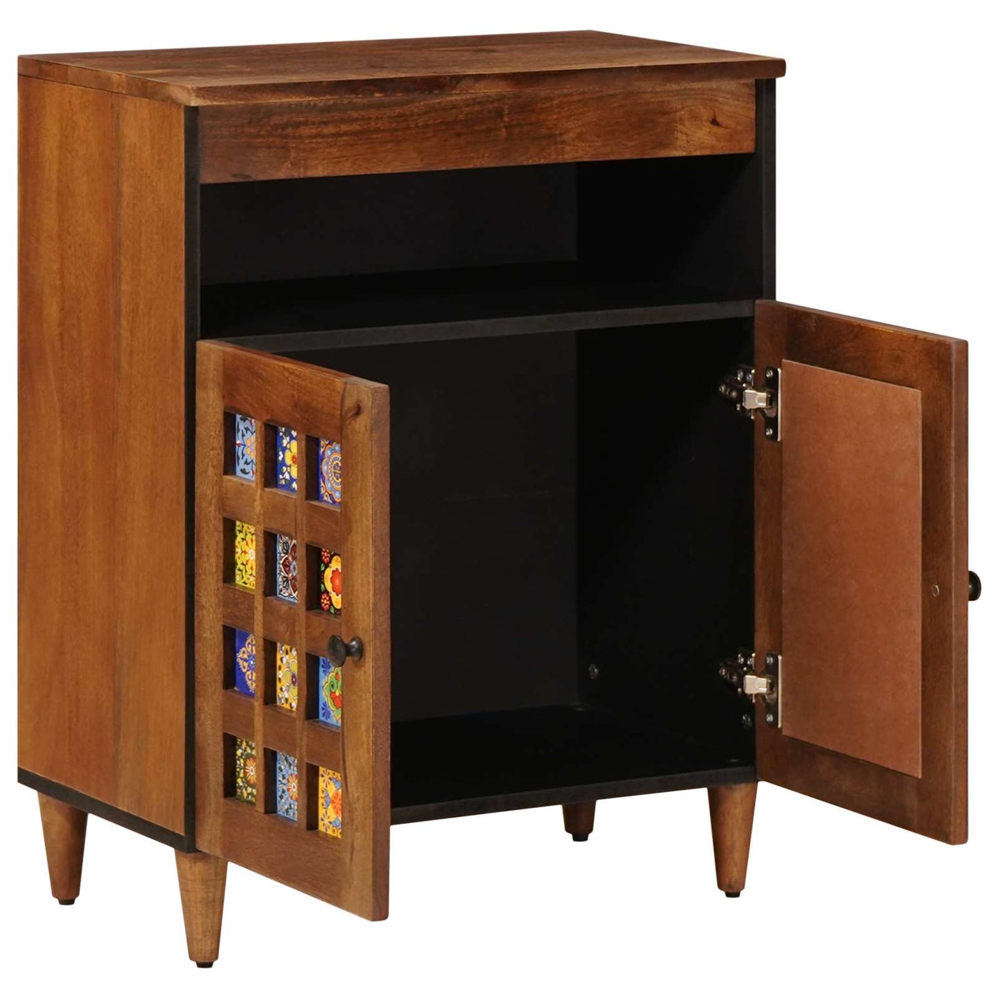 vidaXL Sideboard with Storage Walnut 60 x 33 x 75 cm Solid Mango Wood