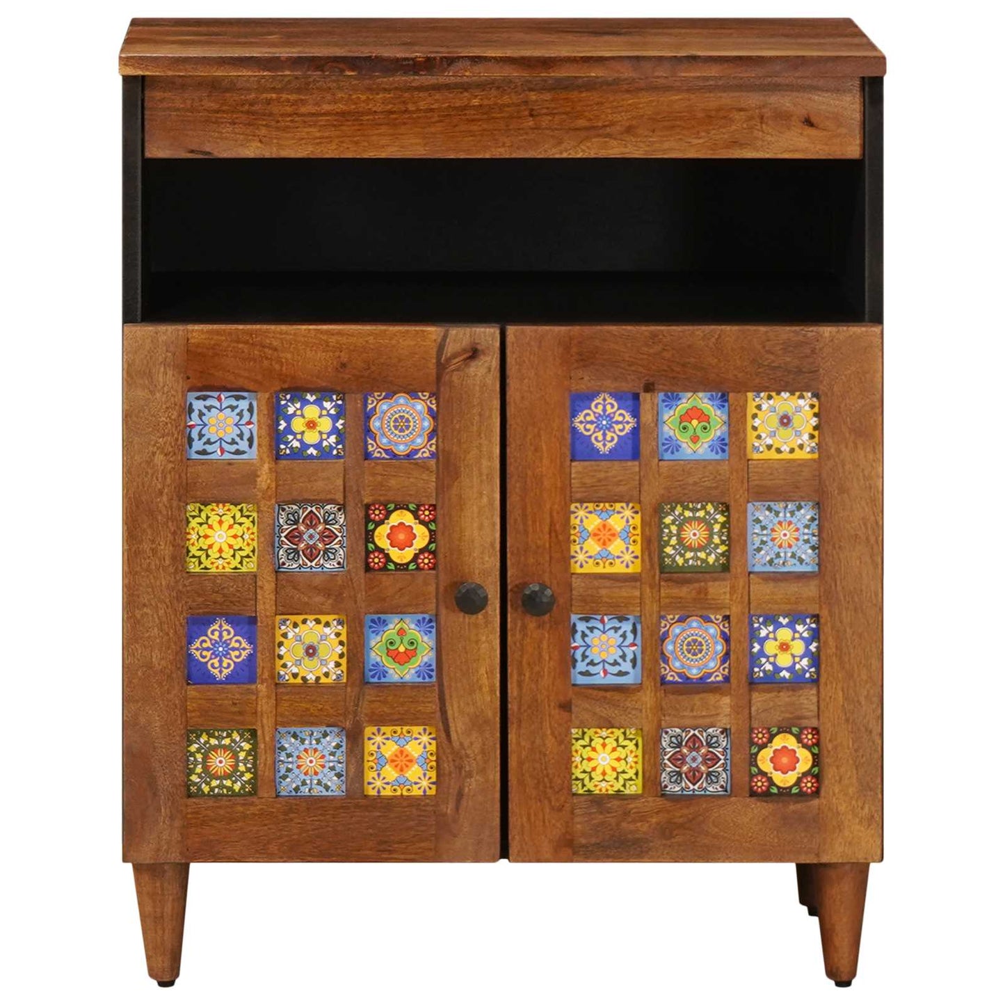 vidaXL Sideboard with Storage Walnut 60 x 33 x 75 cm Solid Mango Wood