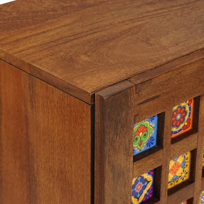 vidaXL Sideboard with Storage Walnut 60 x 33 x 75 cm Solid Mango Wood