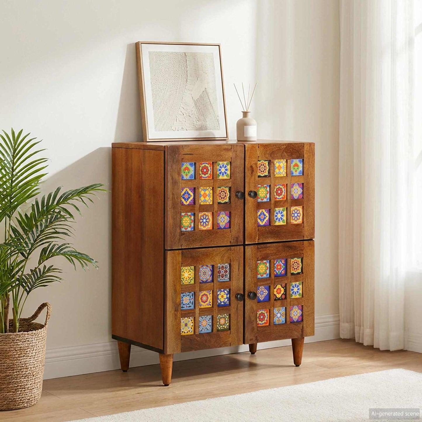 vidaXL Sideboard with Storage Walnut 60 x 33 x 75 cm Solid Mango Wood