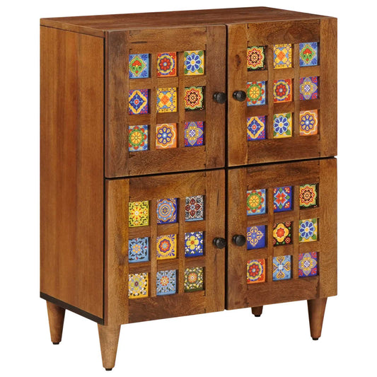 vidaXL Sideboard with Storage Walnut 60 x 33 x 75 cm Solid Mango Wood