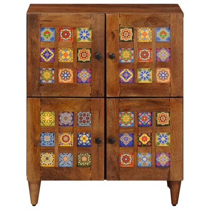 vidaXL Sideboard with Storage Walnut 60 x 33 x 75 cm Solid Mango Wood