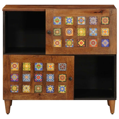 vidaXL Sideboard with Storage Walnut 80 x 33 x 75 cm Solid Mango Wood