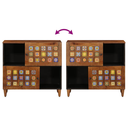 vidaXL Sideboard with Storage Walnut 80 x 33 x 75 cm Solid Mango Wood
