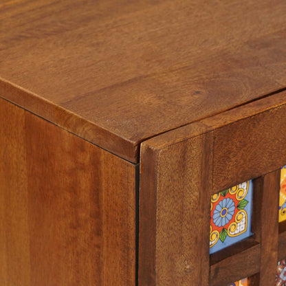 vidaXL Sideboard with Shelf Walnut 90 x 33.5 x 75 cm Solid Mango Wood